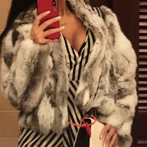 Adrienne landau real rabbit fur jacket